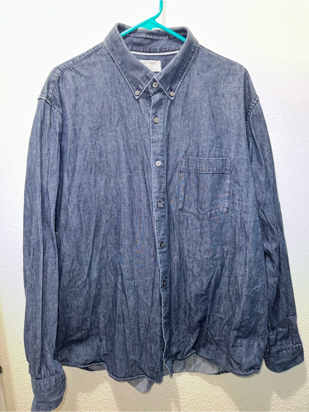 Men's Work Denim Button-Down Shirt - Blue